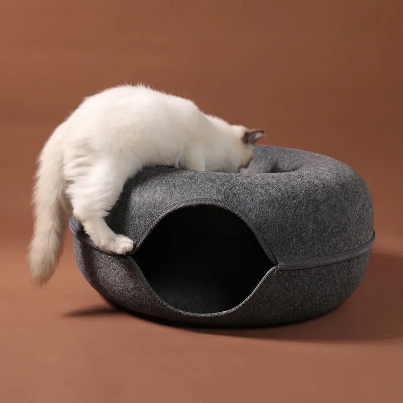 2-in-1 Felt Cat Tunnel & Bed