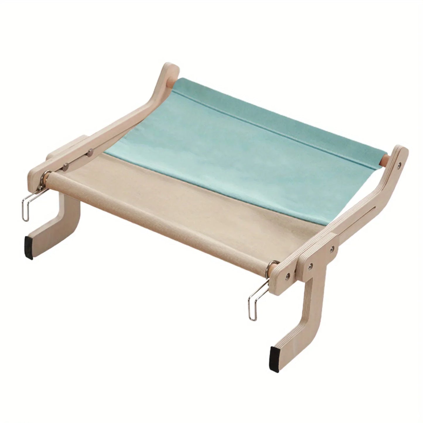 Window-Mounted Cat Hammock with Wooden Stand