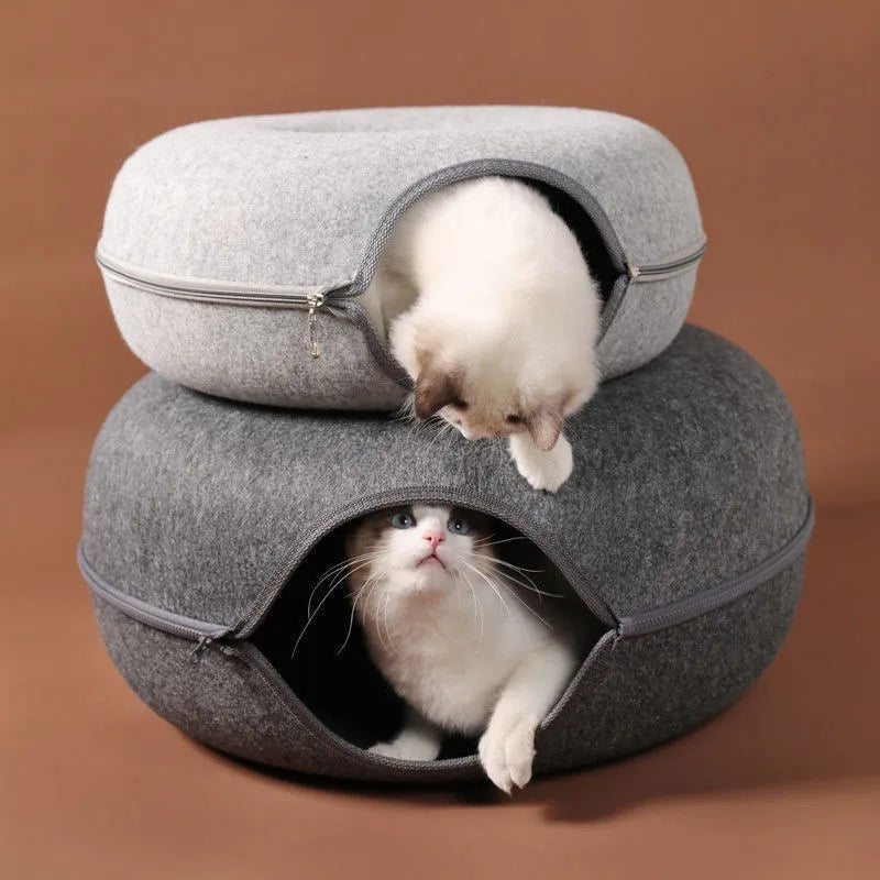 2-in-1 Felt Cat Tunnel & Bed