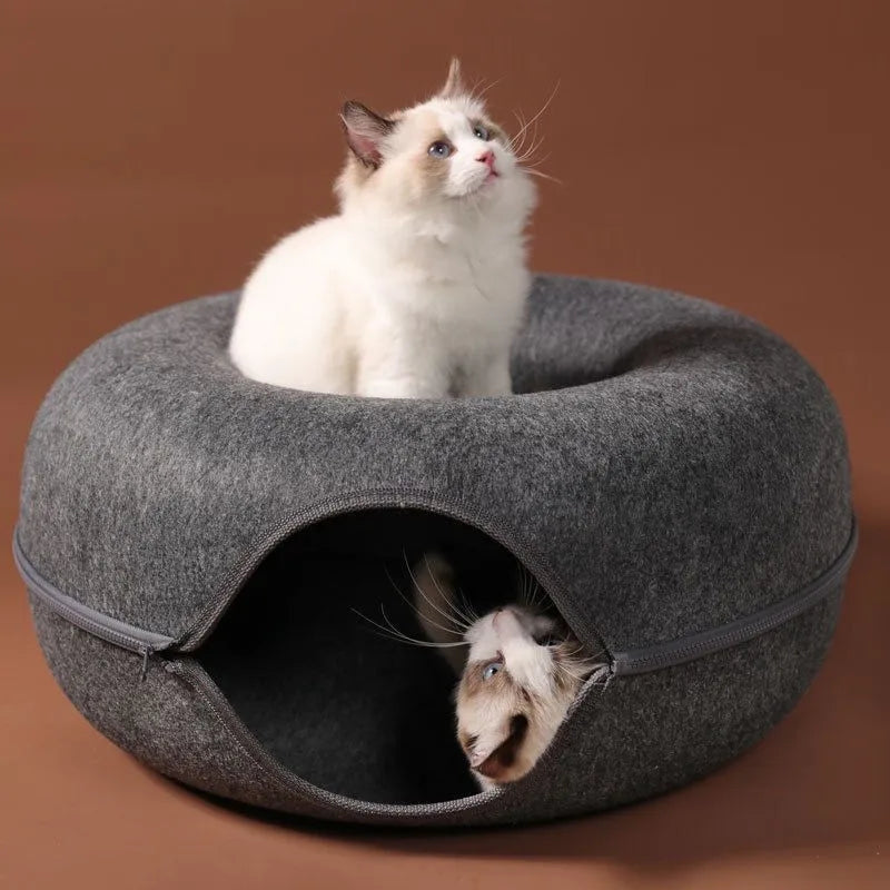 2-in-1 Felt Cat Tunnel & Bed