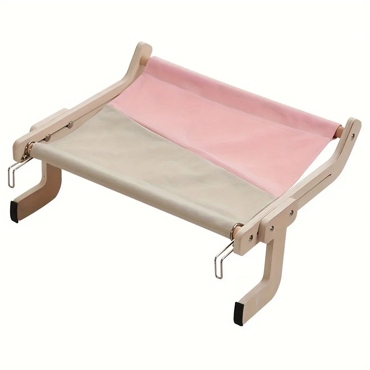 Window-Mounted Cat Hammock with Wooden Stand