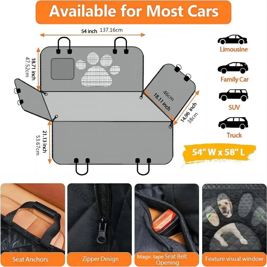 Zippered Car Pet Hammock